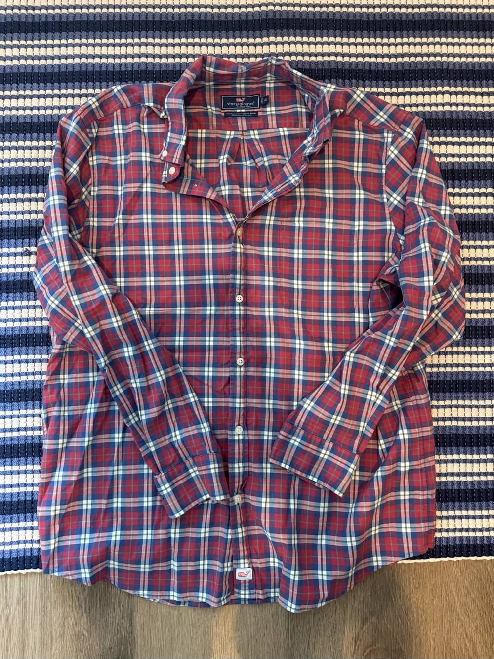 Vineyard Vines Red and Blue Plaid Button-Down Shirt